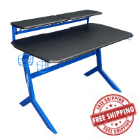 Techni Mobili RTA-TS201-BL Techni Sport Blue Stryker Gaming Desk, Blue